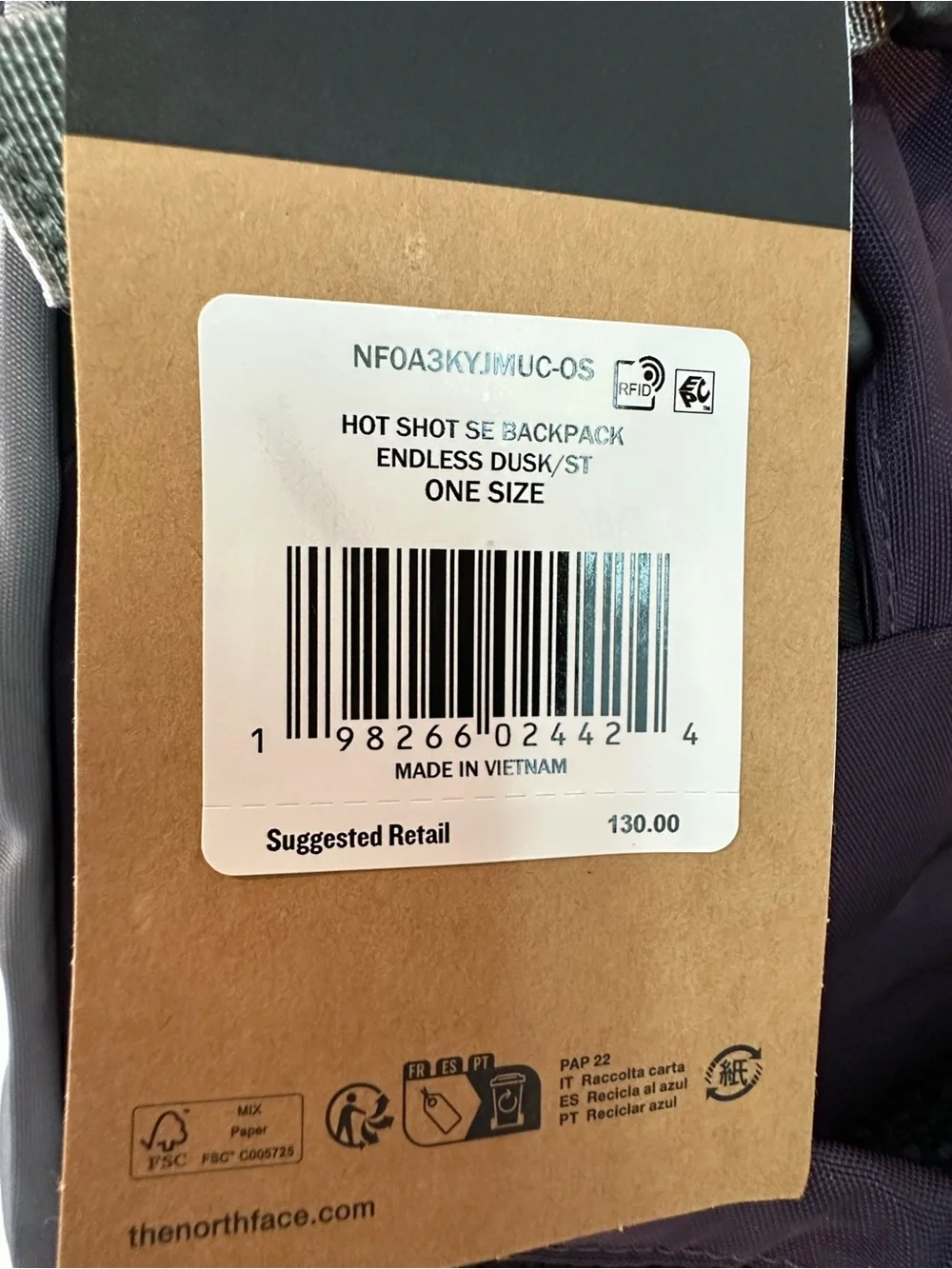 The North Face Purple and Gray Men's Backpack